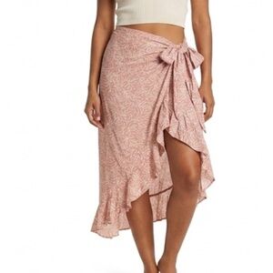 Natalie Martin Pink Ruffled Wrap Skirt Pool Cover Size Medium